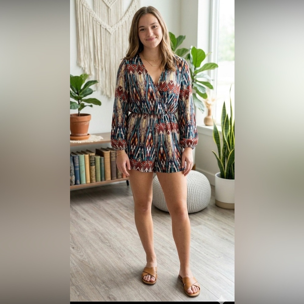 Geometric Print Jumpsuit short